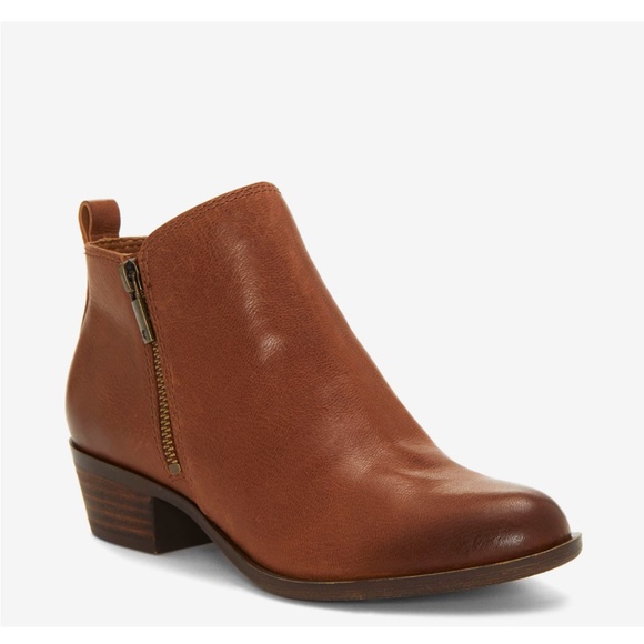 Lucky Brand Shoes - Lucky Brand Basel Bootie Size 7 Toffee Brown 1.5” Heel Leather Double Zipper